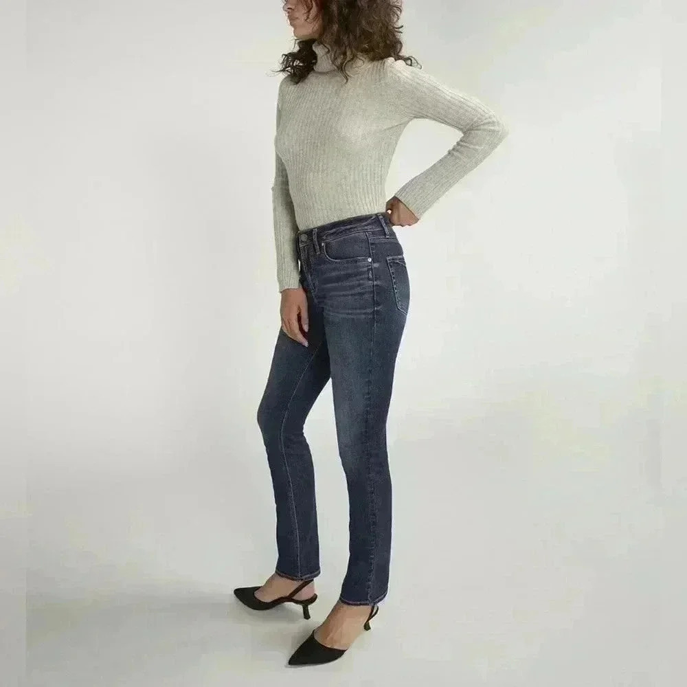 Silver Jeans Avery High Rise Straight Leg Jean in Indigo size 24/31 - Picture 2 of 12